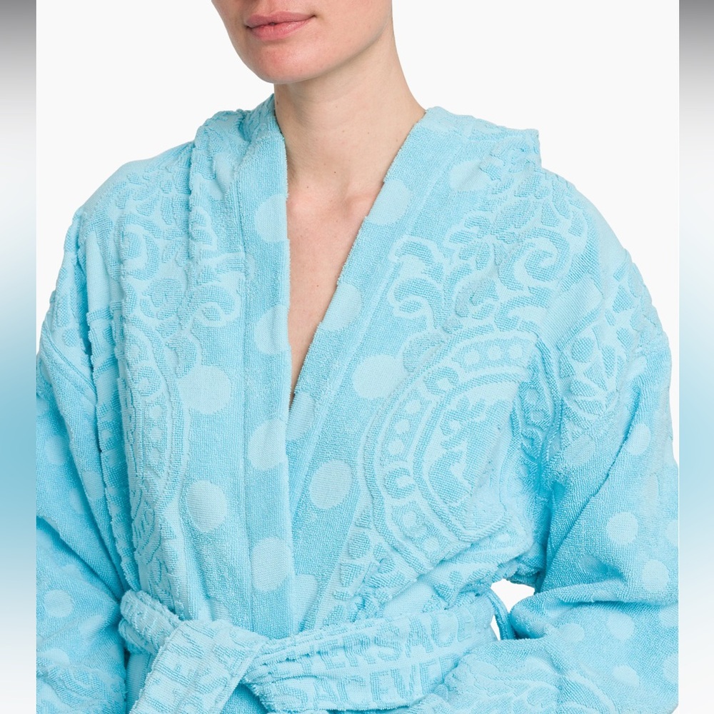 Versace Light Blue Embossed Terry Cloth Robe - Picture 4 of 5